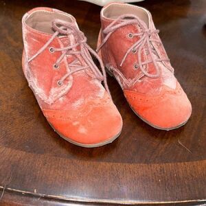 Eli velvet baby boots coral orange sz 24
